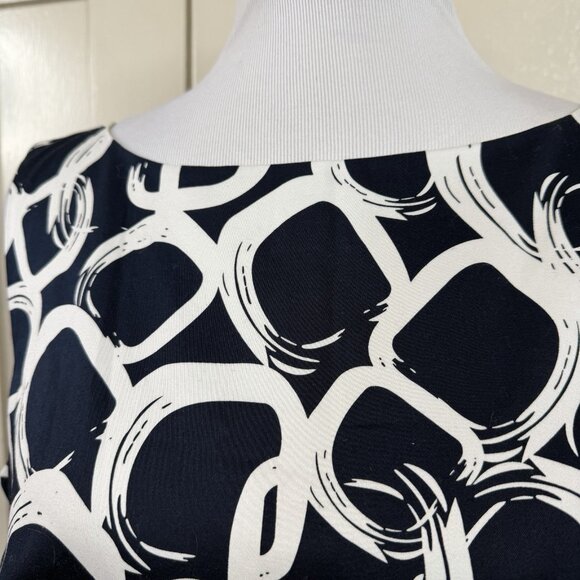 Avenue Navy Blue White Size 16 A Line Dress Office Career Wedding Guest - Picture 3 of 11